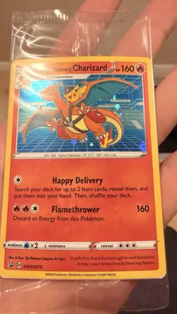 Pokemon TCG Special Delivery Charizard Promo Card Sealed SWSH075 SWIRL - Image 3