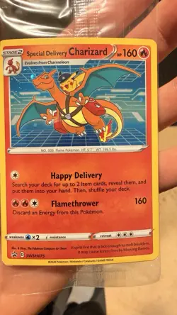 Pokemon TCG Special Delivery Charizard Promo Card Sealed SWSH075 SWIRL - Image 4