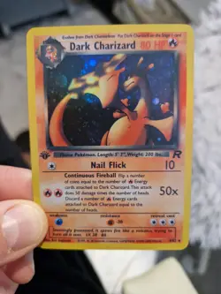 1999 Dark Charizard 4/82 Team Rocket 1st Edition Holo Card (PRXY Fan Display) - Image 1