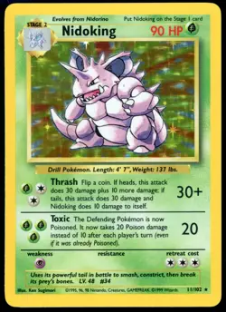 Nidoking - 11/102 - Pokemon Base Set Unlimited Holo Rare Card WOTC MP - Image 1