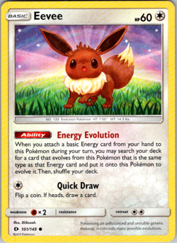 Eevee - 101/149 - Pokemon Sun & Moon Base Set Card NM NON HOLO - Image 1
