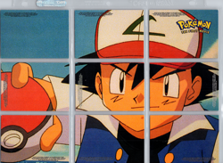 Pokemon The First Movie Mewtwo Ash Sticker Puzzle Chase Card Set (9) Black Logo - Image 1