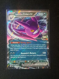Pokemon TCG Destined Rivals Team Rockets Crobat EX Double Rare Holo Card 122/182 - Image 1