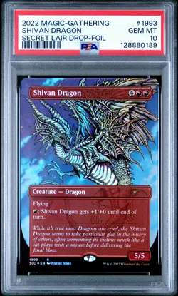 2022 MTG SECRET LAIR DROP FOIL #1993 SHIVAN DRAGON PSA 10 - Image 1