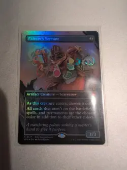 MTG Lorwyn Eclipsed: 147 Special Guest Painter's Servant Borderless Foil In Hand - Image 1