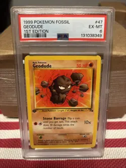 1999 POKEMON GEODUDE 1ST EDITION PSA 6 FOSSIL 47/62 - Image 1