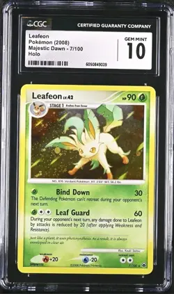 Pokemon D&P Majestic Dawn 7/100 Leafeon Holo Rare CGC 10 GEM MINT (pop 2) - Image 1