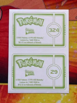 Pokemon Merlin Topps Ultimate Stickers 2005 Holo Rings #324 Torkoal #29 Nidoran - Image 2