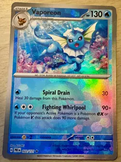 Pokemon TCG Vaporeon 022/131 Prismatic Evolutions Pokeball Reverse Holo Card - Image 1