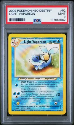 2002 POKEMON NEO DESTINY #52 LIGHT VAPOREON PSA 9 - Image 1