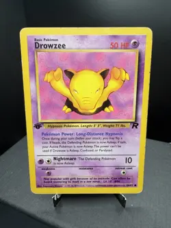 Pokemon TCG WOTC 1st Edition Team Rocket Drowzee 54/82 Common HP - Image 1