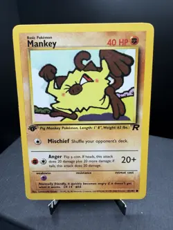 Pokemon TCG WOTC 1st Edition Team Rocket Mankey 61/82 Common LP - Image 1
