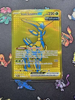 Pokemon Iron Leaves ex 176/131 Gold Secret Rare Holo Sv: Prismatic Evolutions - Image 1
