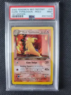 PSA 9 1ST EDITION DARK TYPHLOSION 10/105 - POKEMON NEO DESTINY 2002 - Image 1