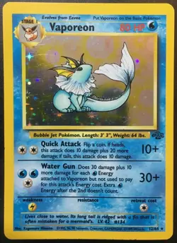 Pokemon Vaporeon 12/64 Holo Rare Jungle Near Mint - Image 1