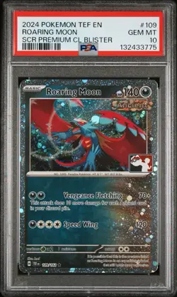 2024 POKEMON PLAY! POKEMON PRIZE PACK: SER 5 HOLO #109 ROARING MOON PSA 10 - Image 1