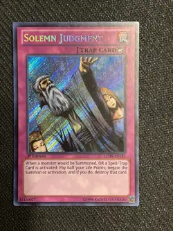 Yu-Gi-Oh Solemn Judgment 1st Edition Secret Rare Holo Card LCJW-EN182 - Image 1
