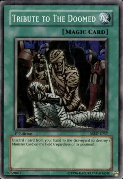 MRD-E057 Tribute to The Doomed Super Rare 1st Edition Lightly Played! YuGiOh TCG - Image 1