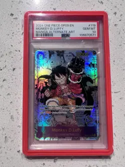 2024 One Piece OP09 EN Monkey D.Luffy Manga Alternate Art PSA10 - Image 1