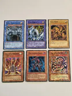 Vintage 2004 Yugioh Lot x6 Bootleg Cards (NOT REAL) Obelisk Winged Dragon Ra DMG - Image 1