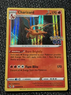 Pokemon TCG Charizard Trading Card Holo Rare, Pokemon Go 010/078 - Image 1