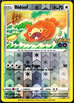 Pokemon Card- Bidoof (Peelable Ditto) Pokemon GO #059/078 - Image 1