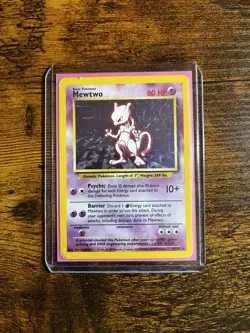Mewtwo Base Set Holo 10/102 Pokemon Card HP Heavily Played Rare Vintage - Image 1