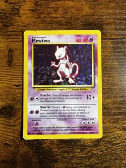 Mewtwo Base Set Holo 10/102 Pokemon Card HP Heavily Played Rare Vintage - Image 2