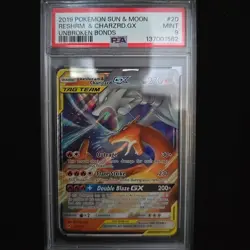 Pokemon TCG Reshiram & Charizard GX Tag Team Card 20/214 PSA 9 - Image 1