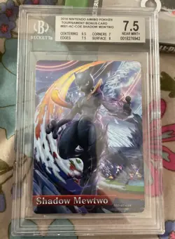 Pokemon Shadow Mewtwo Amiibo Card Pokken Tournament Beckett Graded BGS 7.5 NM+ - Image 1