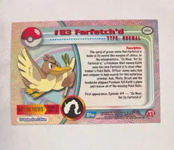 Topps Pokemon Card Farfetch'd Foil Blue Logo Holo Foil LP - Image 2