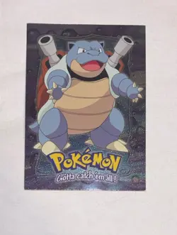 Topps Blastoise E9 Of 12 Holo Foil Pokemon Black Logo MP slight crease - Image 1