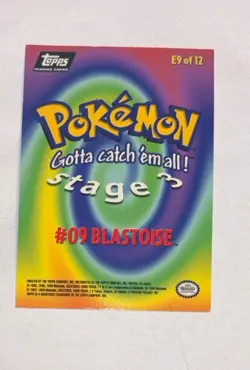 Topps Blastoise E9 Of 12 Holo Foil Pokemon Black Logo MP slight crease - Image 3