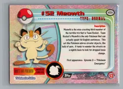 1999 Pokemon TCG Topps TV Meowth [FOIL] #52 - Image 2
