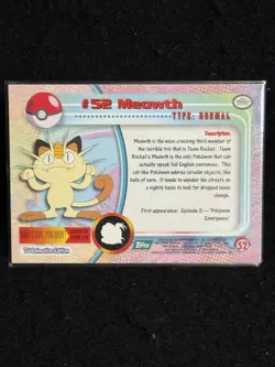 Meowth #52 Topps Animation Edition Non-Holo Pokemon TCG 1998 - Image 2