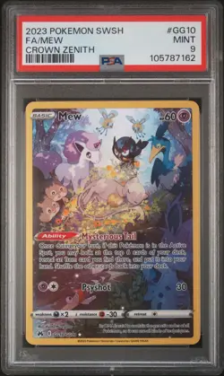 2023 POKEMON SWORD & SHIELD CROWN ZENITH #GG10 FULL ART/MEW PSA 9 - Image 1