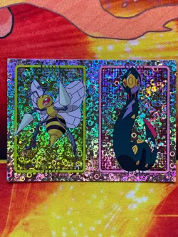 Pokemon Merlin Topps Ultimate Stickers 2005 Holo Rings #15 Beedrill #336 Seviper - Image 1