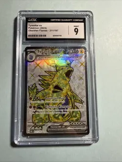 Pokemon TCG 2023 Tyranitar ex 211/197 Sv03: Obsidian Flames Holo CGC 9 Mint - Image 1