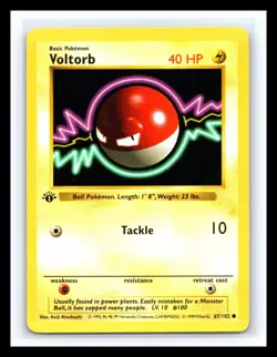 💥 Voltorb (1st Edition Shadowless Base Set) 1999 Pokemon TCG Non Holo # 67/102 - Image 1