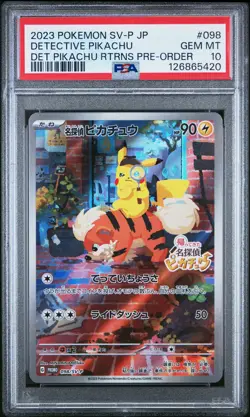 2023 POKEMON JPN SV-P PROMO #098 DETECTIVE PIKACHU PSA 10 - Image 1
