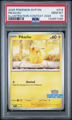 2025 Pokemon SVP Black Star Promo Pikachu Illustration Contest 2024 PSA 10 #214 - Image 1