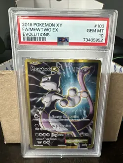 2016 Pokemon XY Evolutions Mewtwo EX Full Art Evolutions PSA 10 103/108 - Image 1