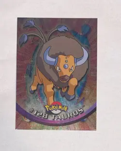 Pokemon Tauros #128 Topps TV Animation Series 3 Blue Logo Holo Foil - Image 1