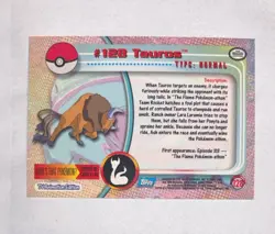 Pokemon Tauros #128 Topps TV Animation Series 3 Blue Logo Holo Foil - Image 2