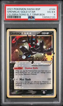 2021 POKEMON SWSH BLACK STAR PROMO 144 GRENINJA-GOLD STAR CELEBRATIONS ETB PSA 4 - Image 1