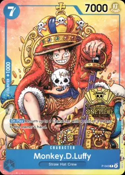 One Piece TCG • Monkey.D.Luffy (P-043) • 2nd Anniversary-Promo • ENG/NM - Image 1