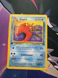 Pokemon TCG Kingler Base Fossil Set, 1st Edition Uncommon Card 38/62 - Image 1