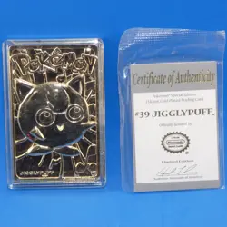 Pokemon 1999 23k Gold Plated Trading Card Burger King Promo + COA JIGGLYPUFF #39 - Image 3