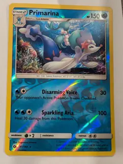 Primarina 41/149 - Sun & Moon Base Set Pokemon Reverse Holo Foil Nice! - Image 1