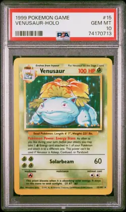 Venusaur *PSA GEM MINT 10* Base Set * Holo * 1999 * #15/102 * Vintage * Pokemon - Image 1
